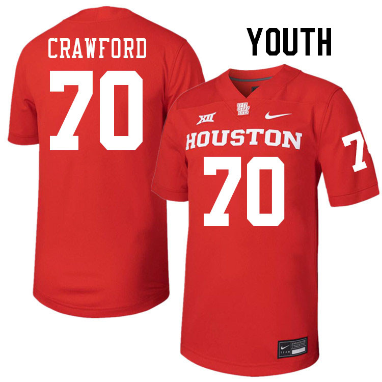 Youth #70 Larry Crawford Houston Cougars College Football Jerseys Stitched-Red